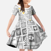 Tonga Christmas Family Matching Long Sleeve Bodycon Dress and Hawaiian Shirt Kilisimasi Fiefia Retro Style White LT05 Daughter's Dress White - Polynesian Pride