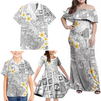 Tonga Christmas Family Matching Off Shoulder Maxi Dress and Hawaiian Shirt Kilisimasi Fiefia Retro Style White LT05 - Polynesian Pride