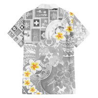 Tonga Christmas Family Matching Off Shoulder Short Dress and Hawaiian Shirt Kilisimasi Fiefia Retro Style White LT05 - Polynesian Pride