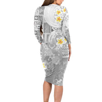 Tonga Christmas Long Sleeve Bodycon Dress Kilisimasi Fiefia Retro Style White - Polynesian Pride