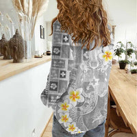 Tonga Christmas Women Casual Shirt Kilisimasi Fiefia Retro Style White - Polynesian Pride