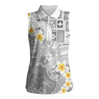 Tonga Christmas Women Sleeveless Polo Shirt Kilisimasi Fiefia Retro Style White - Polynesian Pride