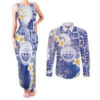 Federated States Of Micronesia Christmas Couples Matching Tank Maxi Dress and Long Sleeve Button Shirt Retro Style Bright Version - Polynesian Pride