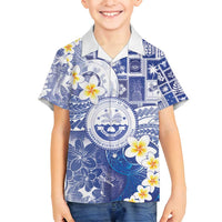 Federated States Of Micronesia Christmas Family Matching Off Shoulder Short Dress and Hawaiian Shirt Retro Style Bright Version - Polynesian Pride