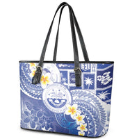 Federated States Of Micronesia Christmas Leather Tote Bag Retro Style Bright Version - Polynesian Pride