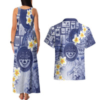 Federated States Of Micronesia Christmas Couples Matching Tank Maxi Dress and Hawaiian Shirt Retro Style Dark Version - Polynesian Pride