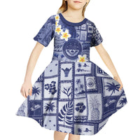 Federated States Of Micronesia Christmas Kid Short Sleeve Dress Retro Style Dark Version - Polynesian Pride