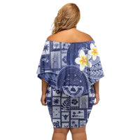 Federated States Of Micronesia Christmas Off Shoulder Short Dress Retro Style Dark Version - Polynesian Pride
