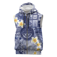 Federated States Of Micronesia Christmas Sleeveless Zip Hoodie Retro Style Dark Version - Polynesian Pride