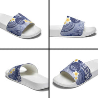 Federated States Of Micronesia Christmas Slide Sandals Retro Style Dark Version - Polynesian Pride