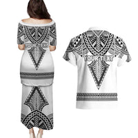 Personalised Melanesian Brotherhood Couples Matching Puletasi and Hawaiian Shirt With Tribal Pattern - Polynesian Pride