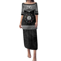 Personalised Melanesian Brotherhood Family Matching Puletasi and Hawaiian Shirt Ministry Faith And Mission LT05 Mom's Dress Black - Polynesian Pride