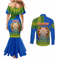 Solomon Islands Couples Matching Mermaid Dress and Long Sleeve Button Shirts Melanesian Festival 2023 LT6 - Polynesian Pride
