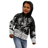 Polynesian Tribal Kid Hoodie with Sharks Tattoo White LT6 - Polynesian Pride