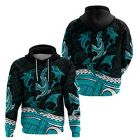 Polynesian Tribal Hoodie with Sharks Tattoo Green LT6 - Polynesian Pride