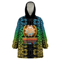 Melanesian Festival 2023 Wearable Blanket Hoodie Tribal Patterns LT6 One Size Black - Polynesian Pride