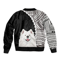 Custom Samoyed Dog Sleeve Zip Bomber Jacket With Polynesian Tribal Tattoo LT6 - Polynesian Pride