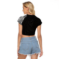 Polynesian Husky Dog Raglan Cropped T Shirt Dog In My Heart LT6 - Polynesian Pride