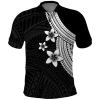 Polynesian Polo Shirt With Plumeria Flower White LT6 White - Polynesian Pride