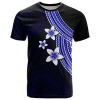 Polynesian T Shirt With Plumeria Flower Blue LT6 Blue - Polynesian Pride