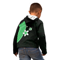Polynesian Kid Hoodie With Plumeria Flower Green LT6 - Polynesian Pride