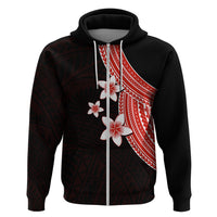 Polynesian Hoodie With Plumeria Flower Red LT6 - Polynesian Pride