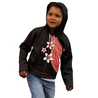 Polynesian Kid Hoodie With Plumeria Flower Red LT6 - Polynesian Pride
