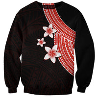 Polynesian Sweatshirt With Plumeria Flower Red LT6 Unisex Red - Polynesian Pride