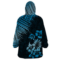 Hawaii Summer Wearable Blanket Hoodie Mix Polynesian Black-Blue LT6 - Polynesian Pride