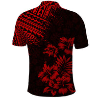 Hawaii Summer Polo Shirt Mix Polynesian Black Red LT6 - Polynesian Pride