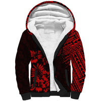 Hawaii Summer Sherpa Hoodie Mix Polynesian Black-Red LT6 Unisex Red - Polynesian Pride