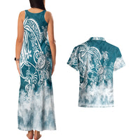 Polynesian Sea Turtle Couples Matching Tank Maxi Dress And Hawaiian Shirt Tribal LT6 - Polynesian Pride