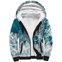 Polynesian Sea Turtle Sherpa Hoodie Tribal LT6 Unisex Blue - Polynesian Pride