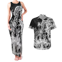 Polynesian Sea Turtle Couples Matching Tank Maxi Dress And Hawaiian Shirt Tribal Black LT6 Black - Polynesian Pride