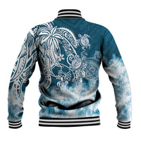 Polynesian Sea Turtle Baseball Jacket Tribal Blue LT6 - Polynesian Pride