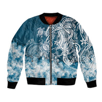 Polynesian Sea Turtle Bomber Jacket Tribal Blue LT6 Unisex Blue - Polynesian Pride