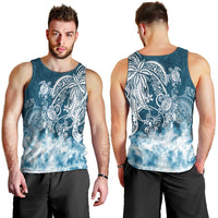 Polynesian Sea Turtle Men Tank Top Tribal Blue LT6 - Polynesian Pride