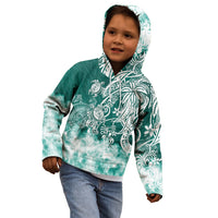 Polynesian Sea Turtle Kid Hoodie Tribal Green LT6 - Polynesian Pride