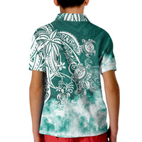 Polynesian Sea Turtle Kid Polo Shirt Tribal Green LT6 - Polynesian Pride