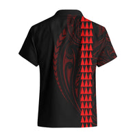 Polynesian Hawaiian Shirt Hawaiian Warrior and Aloha Girl With Hammerhead Shark Tattoos Red LT6 - Polynesian Pride