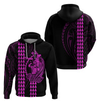 Polynesian Hoodie Hawaiian Warrior and Aloha Girl With Hammerhead Shark Tattoos Purple LT6 - Polynesian Pride
