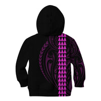 Polynesian Kid Hoodie Hawaiian Warrior and Aloha Girl With Hammerhead Shark Tattoos Purple LT6 - Polynesian Pride
