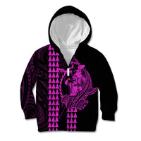 Polynesian Kid Hoodie Hawaiian Warrior and Aloha Girl With Hammerhead Shark Tattoos Purple LT6 Zip Hoodie Purple - Polynesian Pride