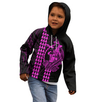 Polynesian Kid Hoodie Hawaiian Warrior and Aloha Girl With Hammerhead Shark Tattoos Purple LT6 - Polynesian Pride