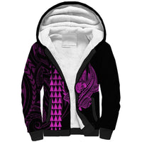 Polynesian Sherpa Hoodie Hawaiian Warrior and Aloha Girl With Hammerhead Shark Tattoos Purple LT6 Unisex Purple - Polynesian Pride