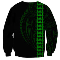Polynesian Sweatshirt Hawaiian Warrior and Aloha Girl With Hammerhead Shark Tattoos Green LT6 - Polynesian Pride