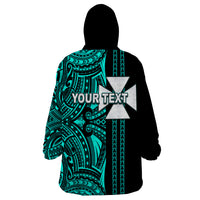 Custom Wallis and Futuna Wearable Blanket Hoodie Polynesian Tribal Green LT6 - Polynesian Pride