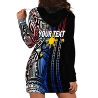 Custom Philippines Hoodie Dress Polynesian Tribal Black LT6 - Polynesian Pride
