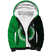 Custom Rarotonga Of Cook Islands Sherpa Hoodie Mix Half Black LT6 Unisex Green - Polynesian Pride