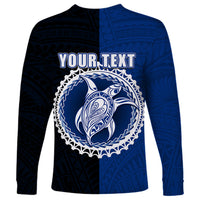 Custom Rakahanga Of Cook Islands Long Sleeve Shirt Mix Half Black LT6 - Polynesian Pride